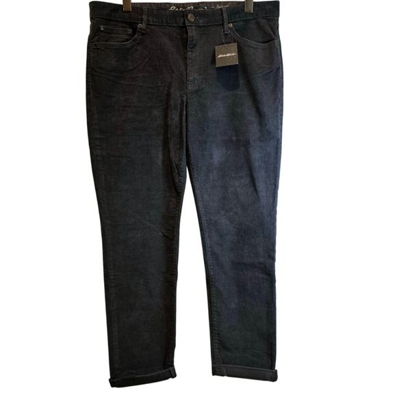 Eddie Bauer Pants - Eddie Bauer Corduroy Pants Boyfriend Slim Tapered Sz 16 Dark Gray Cotton Jeans
